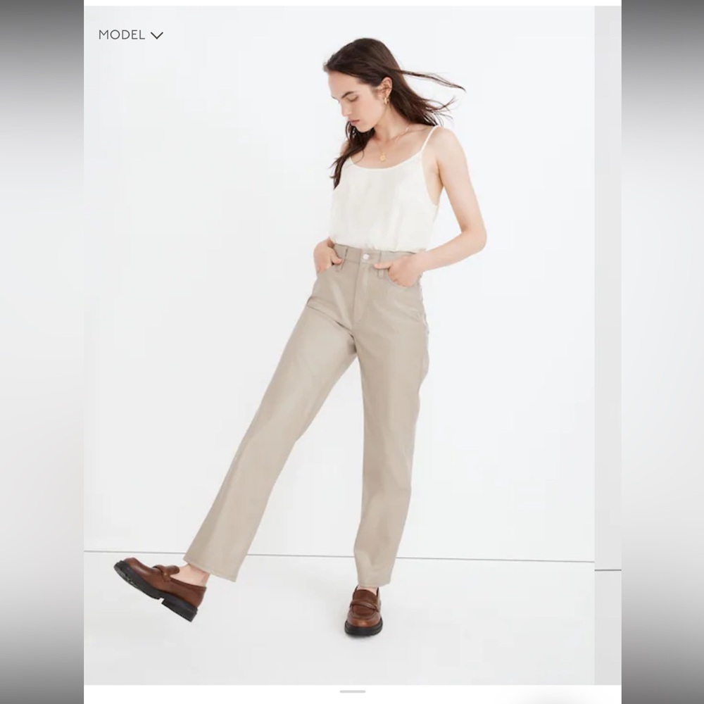 Madewell Perfect Vintage Straight Jean Faux Leather in Pumice